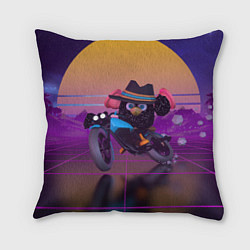 Подушка квадратная Чёрный Гусь на мотоцикле Чикен Ган, цвет: 3D-принт
