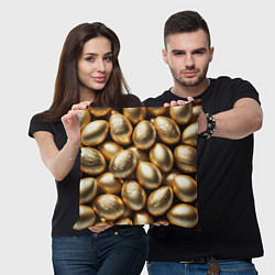 Подушка квадратная Золотые Пасхальные яйца, цвет: 3D-принт — фото 2
