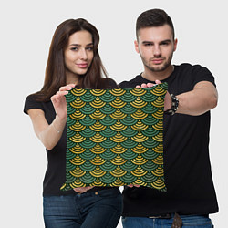 Подушка квадратная Чешуя зелёного древесного дракона, цвет: 3D-принт — фото 2