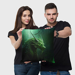 Подушка квадратная Яркий зеленый дракон, цвет: 3D-принт — фото 2