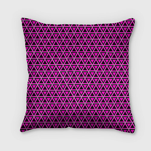 Подушка квадратная Розовые и чёрные треугольники / 3D-принт – фото 2