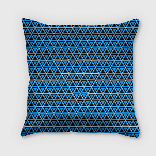 Подушка квадратная Синие и чёрные треугольники / 3D-принт – фото 2