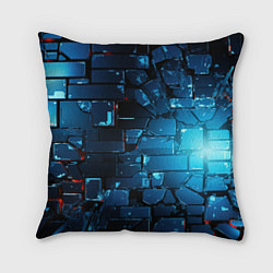 Подушка квадратная Синие абстрактные плиты, цвет: 3D-принт