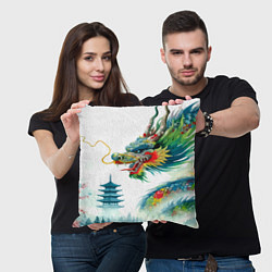 Подушка квадратная Japanese watercolor dragon - art, цвет: 3D-принт — фото 2