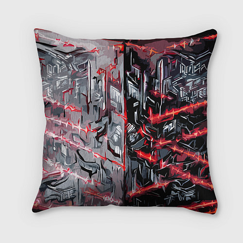 Подушка квадратная Адский доспех в царапинах / 3D-принт – фото 2