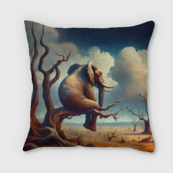 Подушка квадратная Слон сидит на ветке дерева в пустыне, цвет: 3D-принт