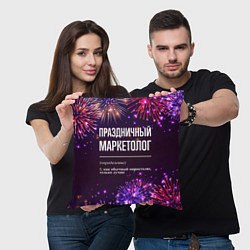 Подушка квадратная Праздничный маркетолог: фейерверк, цвет: 3D-принт — фото 2