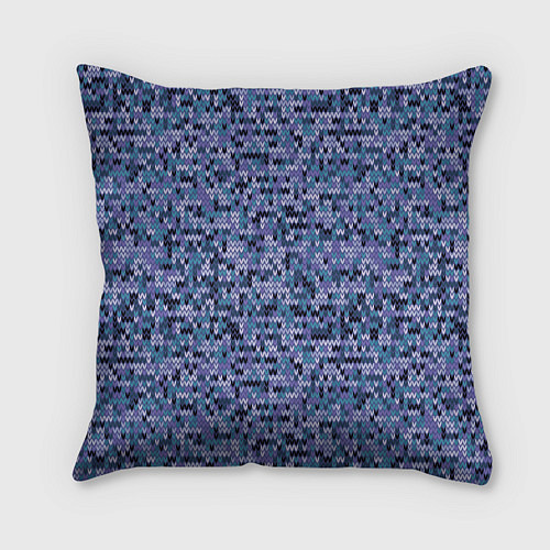 Подушка квадратная Синий узор вязанного трикотажного полотна / 3D-принт – фото 2