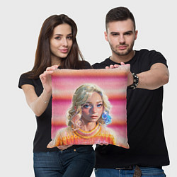 Подушка квадратная Энид Синклер - арт и текстура розового свитера, цвет: 3D-принт — фото 2