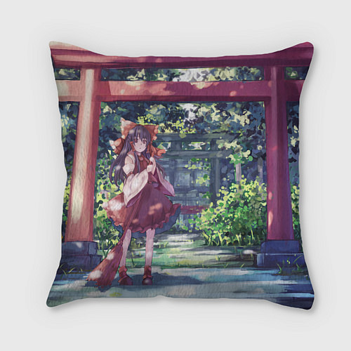 Подушка квадратная Touhou Project Рейму возле тории / 3D-принт – фото 2