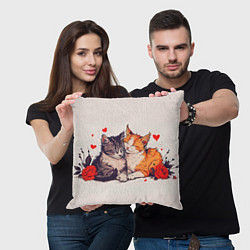 Подушка квадратная Влюбленные коты 14 февраля, цвет: 3D-принт — фото 2