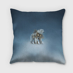 Подушка квадратная Белый северный медведь в стиле стимпанк, цвет: 3D-принт