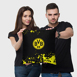 Подушка квадратная Borussia краски жёлтые, цвет: 3D-принт — фото 2