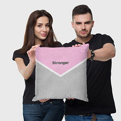 Подушка квадратная Stronger серо-розовый, цвет: 3D-принт — фото 2
