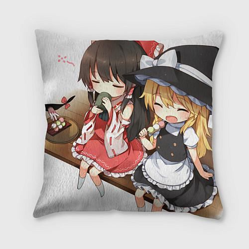 Подушка квадратная Touhou Project Reimu and Marisa chibi / 3D-принт – фото 2