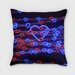 Подушка квадратная Оковы-сердца, синяя половинка, цвет: 3D-принт