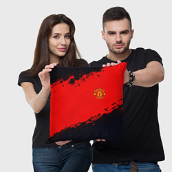 Подушка квадратная Manchester United colors sport, цвет: 3D-принт — фото 2