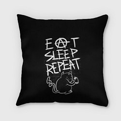 Подушка квадратная Поесть - поспать - повторить, цвет: 3D-принт