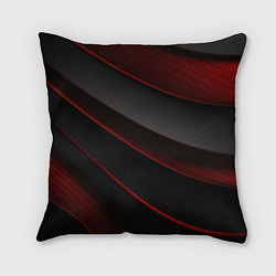 Подушка квадратная Красная абстракция с черными линиями, цвет: 3D-принт