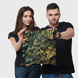 Подушка квадратная Реалистичный камуфляж из листьев, цвет: 3D-принт — фото 2
