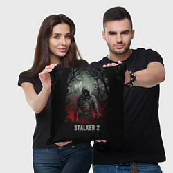 Подушка квадратная Stalker 2 dark mode, цвет: 3D-принт — фото 2