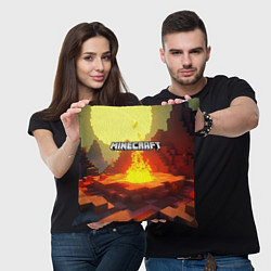 Подушка квадратная Minecraft костер и лого, цвет: 3D-принт — фото 2