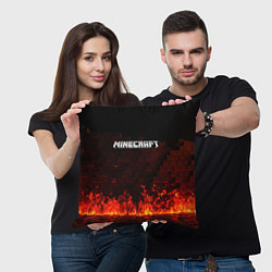 Подушка квадратная Minecraft fire logo, цвет: 3D-принт — фото 2