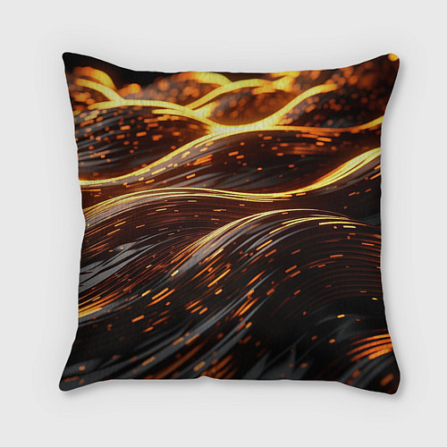 Подушка квадратная Palworld логотип золотистый и черный фон / 3D-принт – фото 2