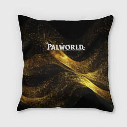 Подушка квадратная Palworld логотип золотая пыльца