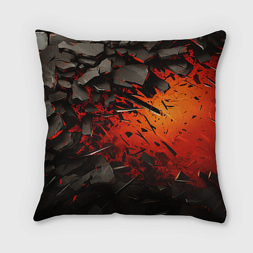 Подушка квадратная Palworld логотип черные плиты в разломе / 3D-принт – фото 2