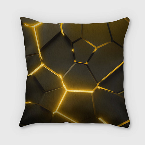 Подушка квадратная Palworld логотип разлом желтых плит / 3D-принт – фото 2