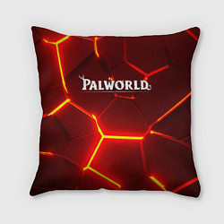 Подушка квадратная Palworld логотип разлом красных плит
