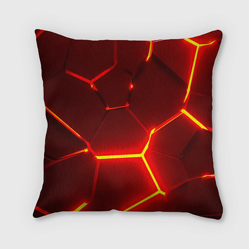 Подушка квадратная Palworld логотип разлом красных плит / 3D-принт – фото 2