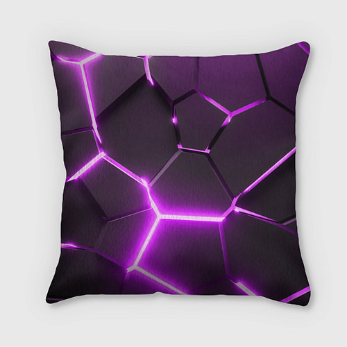 Подушка квадратная Palworld логотип разлом фиолетовых плит / 3D-принт – фото 2