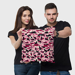 Подушка квадратная Камуфляжные розовые котики, цвет: 3D-принт — фото 2