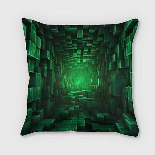 Подушка квадратная Minecraft logo зеленые плитки / 3D-принт – фото 2