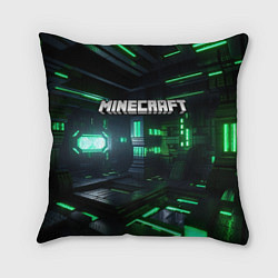 Подушка квадратная Minecraft logo зеленый мир