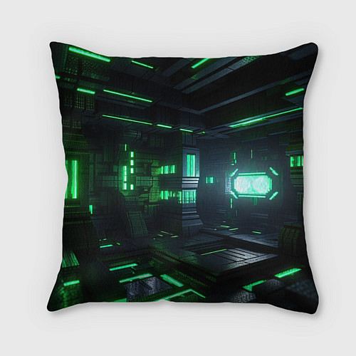 Подушка квадратная Minecraft logo зеленый мир / 3D-принт – фото 2