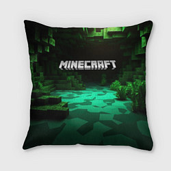 Подушка квадратная Minecraft logo зеленый яркий мир