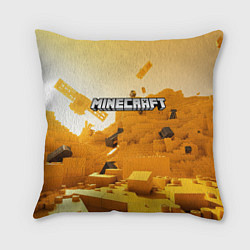 Подушка квадратная Minecraft logo яркий желтый мир