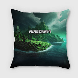 Подушка квадратная Minecraft logo зеленый мир