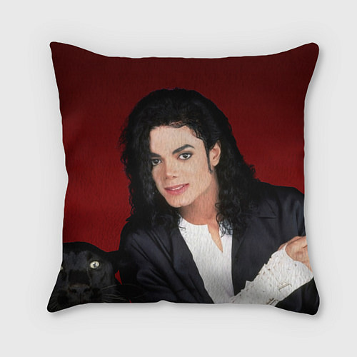 Подушка квадратная Michael Jackson с пантерой и автографом / 3D-принт – фото 2