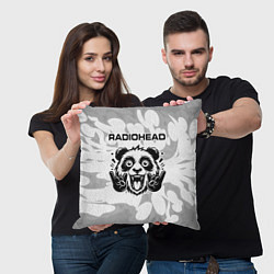 Подушка квадратная Radiohead рок панда на светлом фоне, цвет: 3D-принт — фото 2