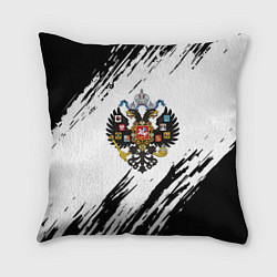 Подушка квадратная Герб России краски черно белые, цвет: 3D-принт