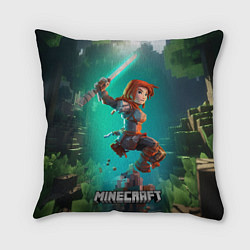 Подушка квадратная Персонаж Minecraft в прыжке с мечом, цвет: 3D-принт