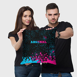 Подушка квадратная Arsenal - neon gradient посередине, цвет: 3D-принт — фото 2