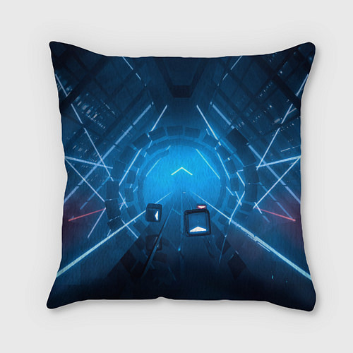 Подушка квадратная Beat Saber кот музыкальный джедай / 3D-принт – фото 2