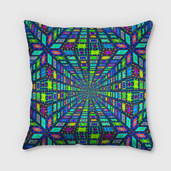 Подушка квадратная Абстрактный узор коридор из разноцветных квадратов, цвет: 3D-принт