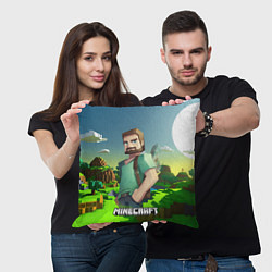 Подушка квадратная Minecraft персонаж зеленый мир, цвет: 3D-принт — фото 2