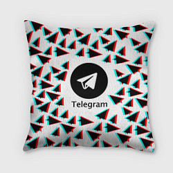 Подушка квадратная Telegram logo pattern steel, цвет: 3D-принт
